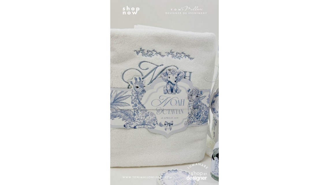 Trusou botez Safari Bleu personalizat băiat – tematică jungle elegantă 13